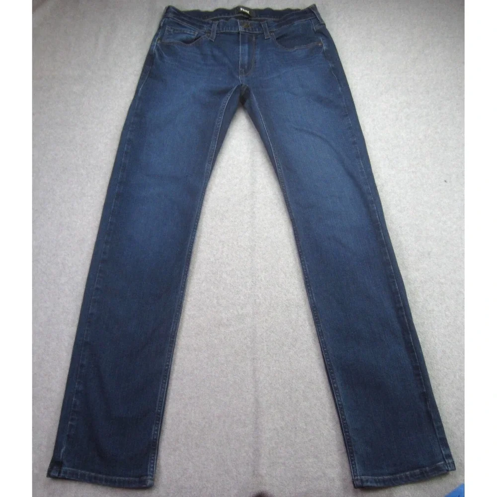 Paige Jeans Mens 30 (31x33.5) Federal Slim Straight Stretch Dark Wash Denim READ